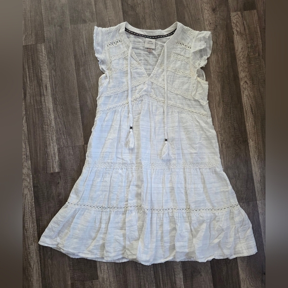 Knox Rose White Boho Cotton Dress Flutter Eyelet Cutouts Festival Beach Y2k M - Picture 11 of 11